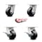 Service Caster 4 Inch Kingpinless Polyolefin Wheel Swivel Caster Set with 2 Brakes SCC SCC-KP30S420-POR-2-SLB-2 - alternate 2